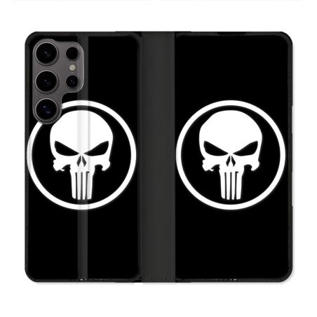 Housse Cuir Portefeuille Pour Samsung Galaxy S25 Punisher