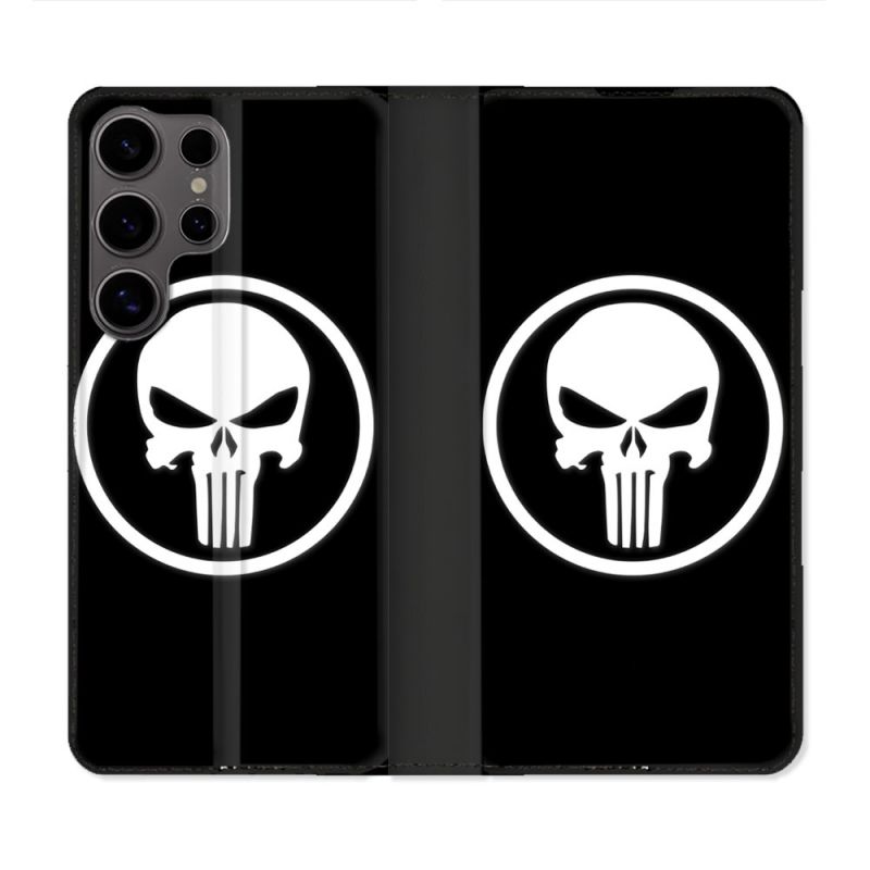 Housse Cuir Portefeuille Pour Samsung Galaxy S25 Punisher