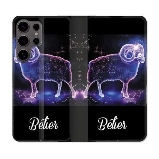 Housse Cuir Portefeuille Pour Samsung Galaxy S25 Signe Zodiaque 2 Bélier