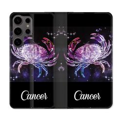 Housse Cuir Portefeuille Pour Samsung Galaxy S25 Signe Zodiaque 2 Cancer