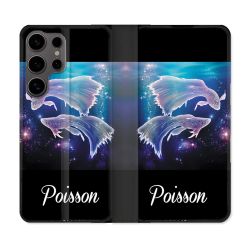 Housse Cuir Portefeuille Pour Samsung Galaxy S25 Signe Zodiaque 2 Poisson