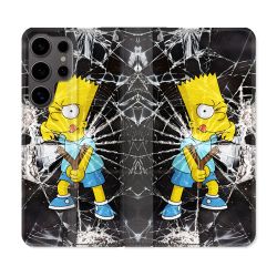 Housse Cuir Portefeuille Pour Samsung Galaxy S25 Simpson Bart