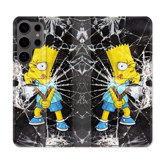 Housse Cuir Portefeuille Pour Samsung Galaxy S25 Simpson Bart
