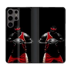Housse Cuir Portefeuille Pour Samsung Galaxy S25 Sport Basketeur