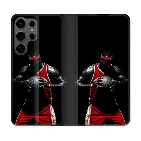 Housse Cuir Portefeuille Pour Samsung Galaxy S25 Sport Basketeur