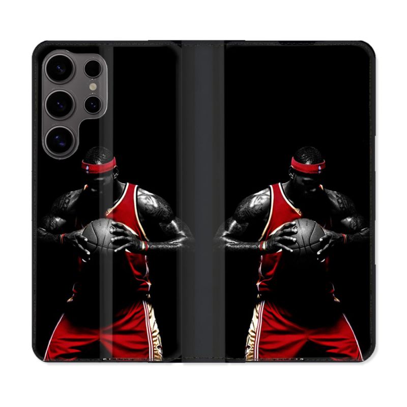 Housse Cuir Portefeuille Pour Samsung Galaxy S25 Sport Basketeur