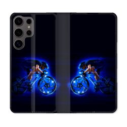 Housse Cuir Portefeuille Pour Samsung Galaxy S25 Sport Cyclisme Bleu