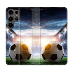 Housse Cuir Portefeuille Pour Samsung Galaxy S25 Sport Football Stade