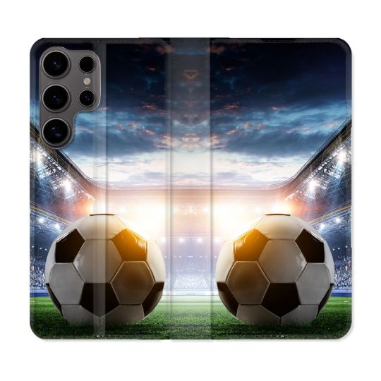 Housse Cuir Portefeuille Pour Samsung Galaxy S25 Sport Football Stade