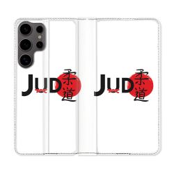 Housse Cuir Portefeuille Pour Samsung Galaxy S25 Sport Judo Logo