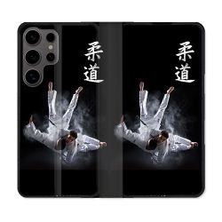 Housse Cuir Portefeuille Pour Samsung Galaxy S25 Sport Judo Noir