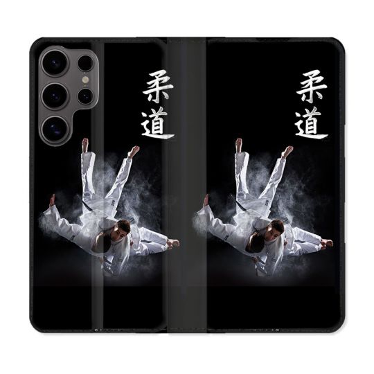 Housse Cuir Portefeuille Pour Samsung Galaxy S25 Sport Judo Noir
