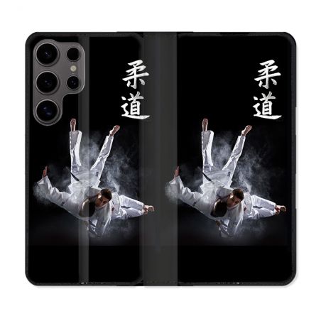 Housse Cuir Portefeuille Pour Samsung Galaxy S25 Sport Judo Noir