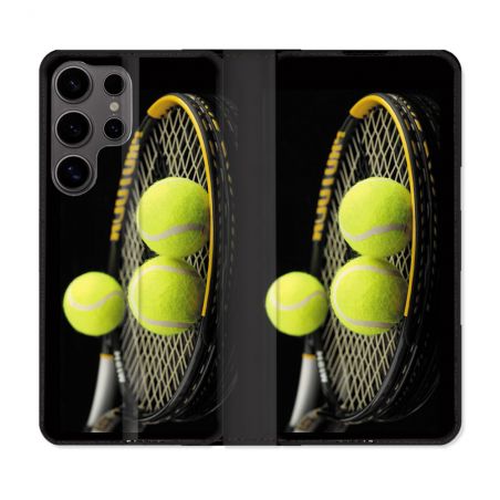 Housse Cuir Portefeuille Pour Samsung Galaxy S25 Sport Tennis Balls