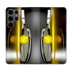 Housse Cuir Portefeuille Pour Samsung Galaxy S25 Sport Tennis Reflet
