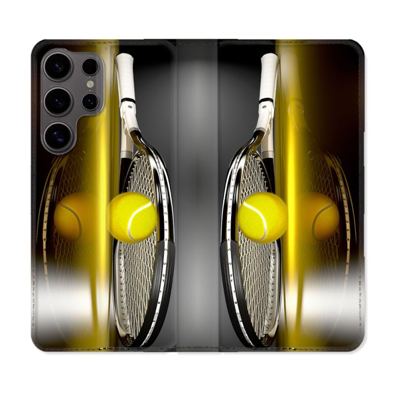 Housse Cuir Portefeuille Pour Samsung Galaxy S25 Sport Tennis Reflet