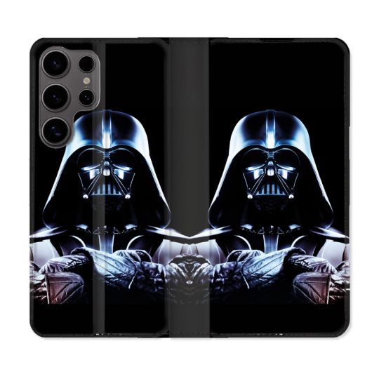 Housse Cuir Portefeuille Pour Samsung Galaxy S25 Star Wars - Dark Vador Noir