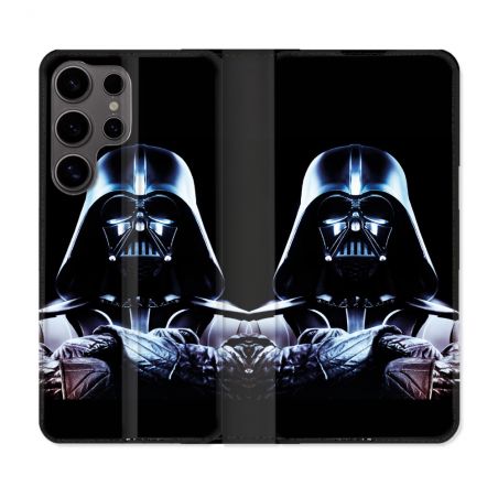 Housse Cuir Portefeuille Pour Samsung Galaxy S25 Star Wars - Dark Vador Noir