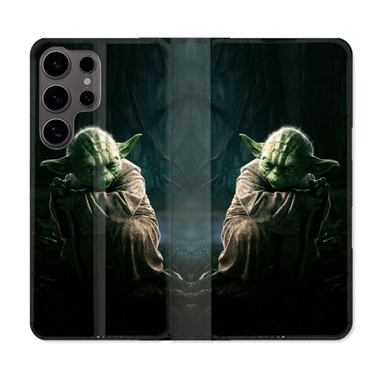 Housse Cuir Portefeuille Pour Samsung Galaxy S25 Star Wars - Yoda sombre