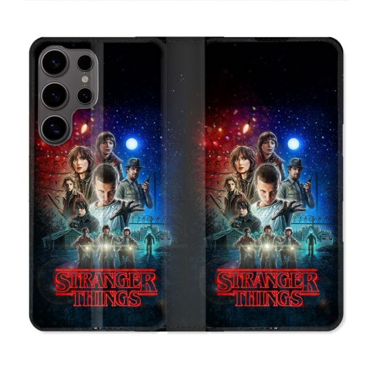 Housse Cuir Portefeuille Pour Samsung Galaxy S25 Stranger Things Affiche 1