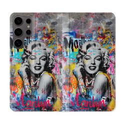 Housse Cuir Portefeuille Pour Samsung Galaxy S25 Street Art Maryline Monroe