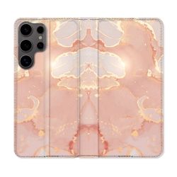 Housse Cuir Portefeuille Pour Samsung Galaxy S25 Texture Marbre Rose
