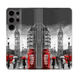 Housse Cuir Portefeuille Pour Samsung Galaxy S25 Voyage Angleterre Londres Vintage