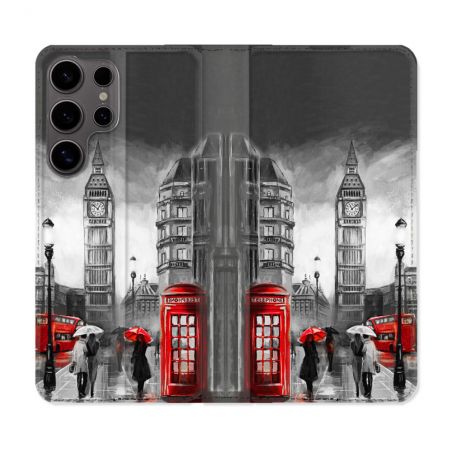 Housse Cuir Portefeuille Pour Samsung Galaxy S25 Voyage Angleterre Londres Vintage