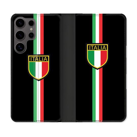 Housse Cuir Portefeuille Pour Samsung Galaxy S25 Voyage Italie 3 Noir