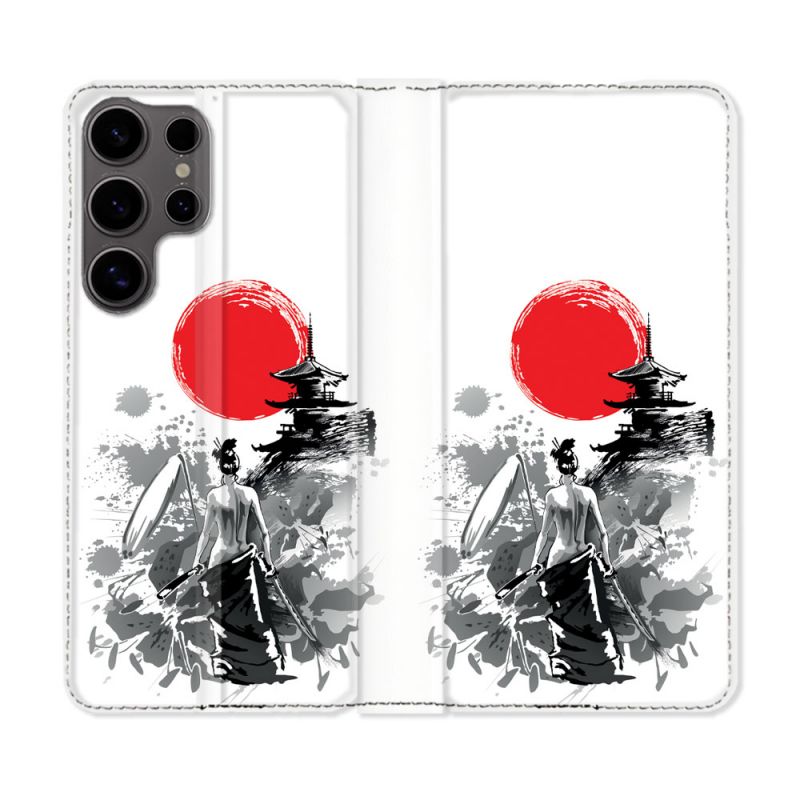 Housse Cuir Portefeuille Pour Samsung Galaxy S25 Voyage Japon Femme