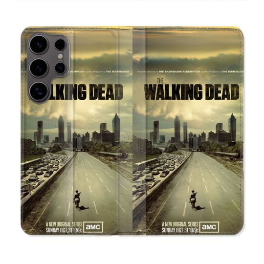 Housse Cuir Portefeuille Pour Samsung Galaxy S25 Walking Dead