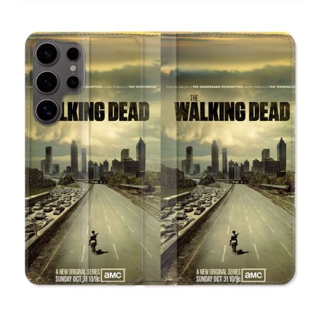 Housse Cuir Portefeuille Pour Samsung Galaxy S25 Walking Dead