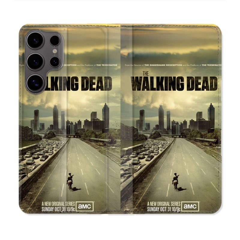 Housse Cuir Portefeuille Pour Samsung Galaxy S25 Walking Dead