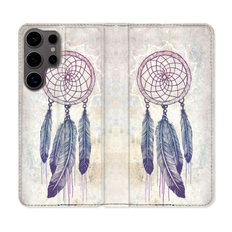 Housse Cuir Portefeuille Pour Samsung Galaxy S25 Zen Attrape Reve Blanc