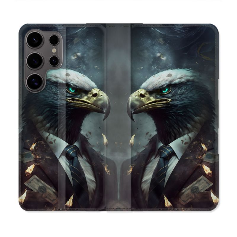 Housse Cuir Portefeuille Pour Samsung Galaxy S25 PLUS Animal Aigle Business