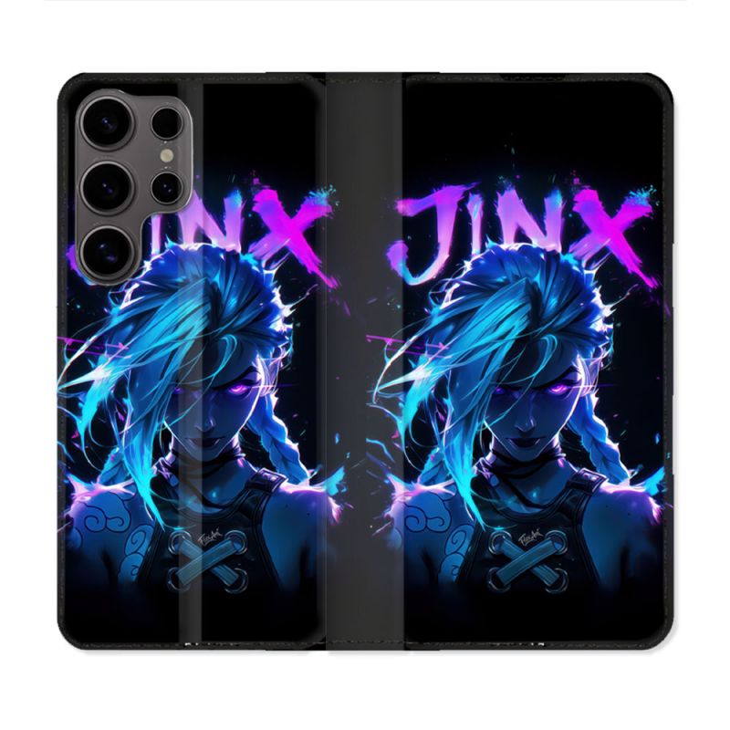 Housse Cuir Portefeuille Pour Samsung Galaxy S25 PLUS Arcane Jinx Night