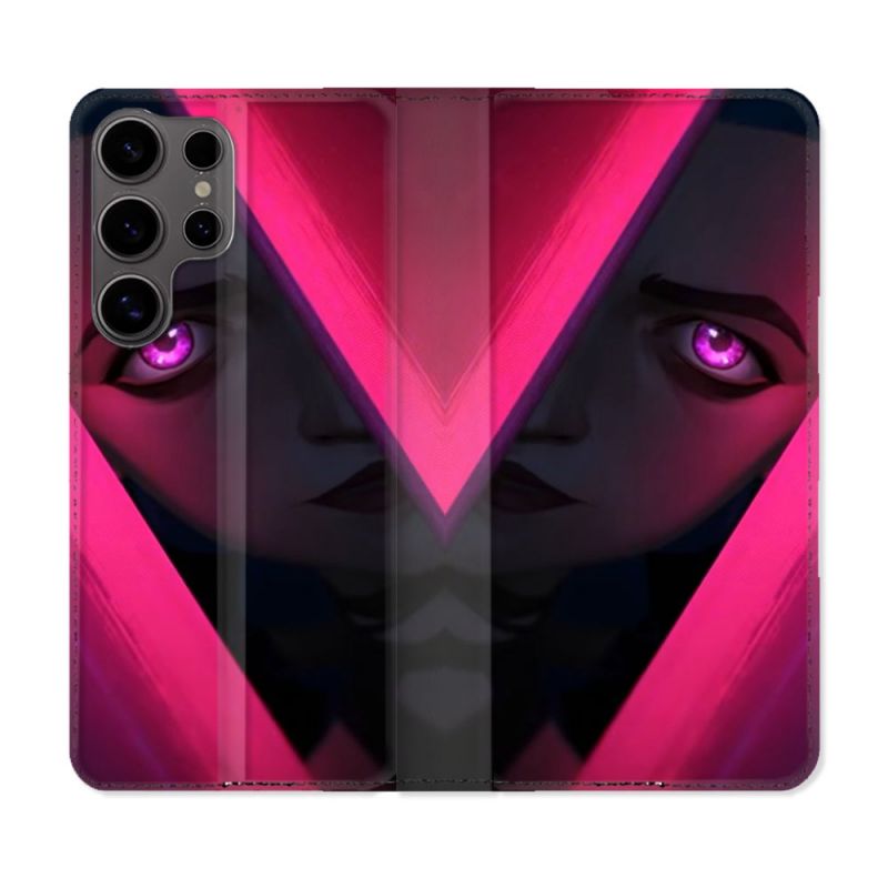 Housse Cuir Portefeuille Pour Samsung Galaxy S25 PLUS Arcane Jinx Rose