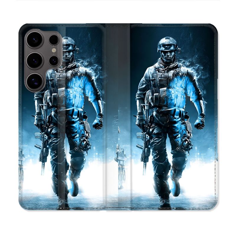 Housse Cuir Portefeuille Pour Samsung Galaxy S25 PLUS Call Of Duty Guerrier