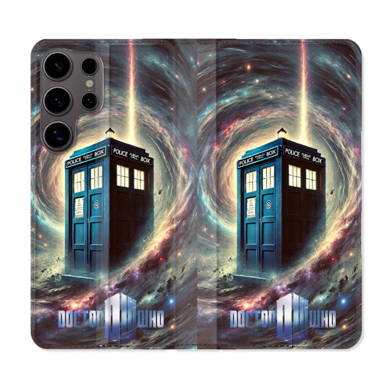 Housse Cuir Portefeuille Pour Samsung Galaxy S25 PLUS Dr Who Tardis Univers