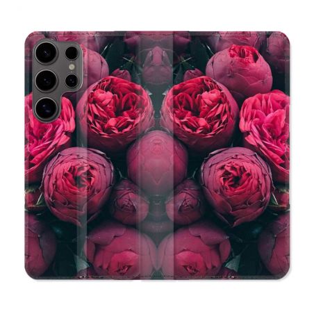 Housse Cuir Portefeuille Pour Samsung Galaxy S25 PLUS Fleur Pivoine