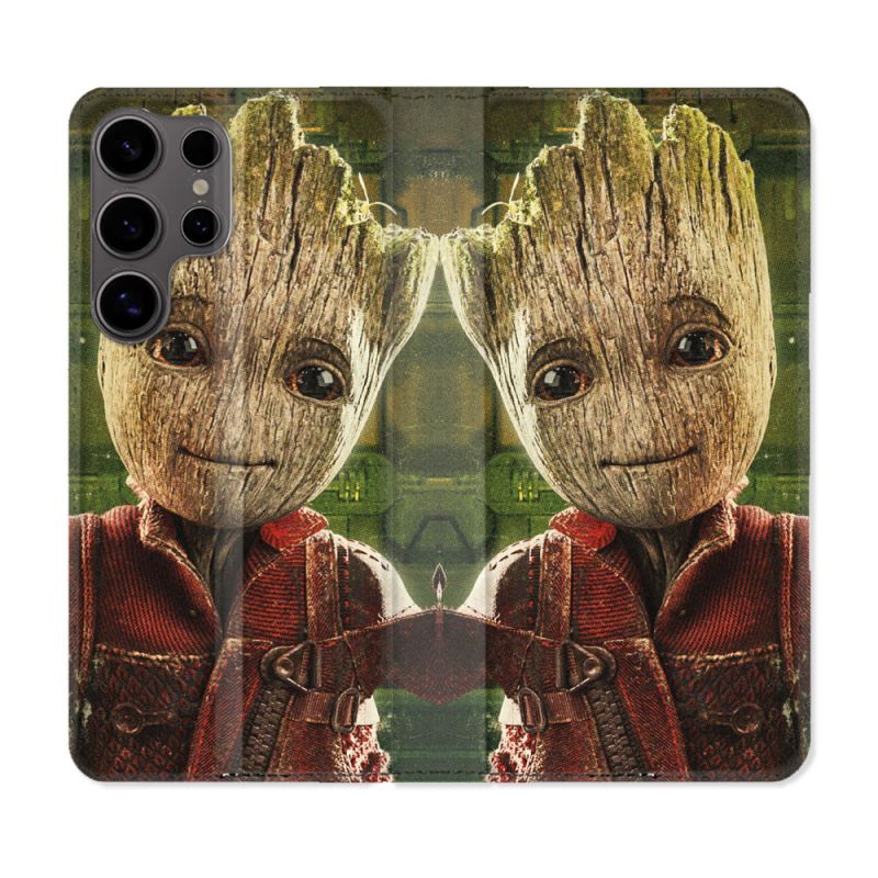 Housse Cuir Portefeuille Pour Samsung Galaxy S25 PLUS Groot Vert