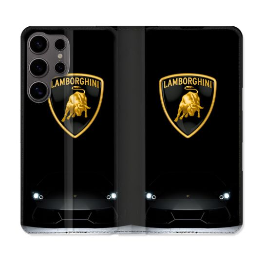 Housse Cuir Portefeuille Pour Samsung Galaxy S25 PLUS Lamborghini Noir