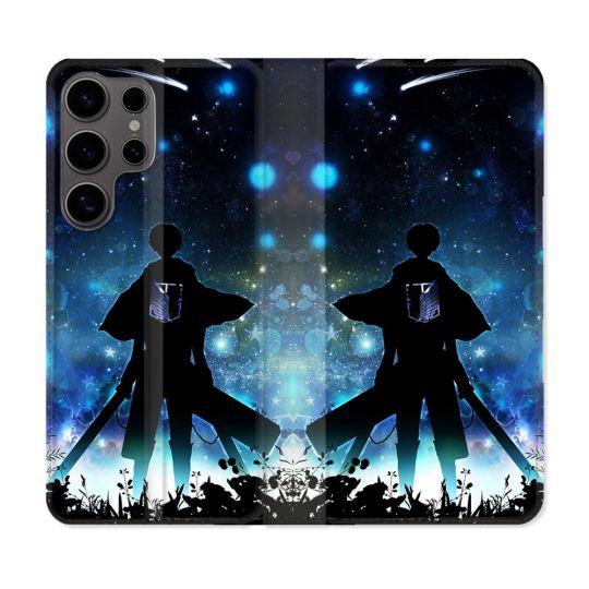 Housse Cuir Portefeuille Pour Samsung Galaxy S25 PLUS Manga Attaque Titans Levi