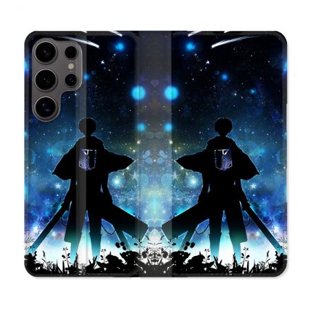 Housse Cuir Portefeuille Pour Samsung Galaxy S25 PLUS Manga Attaque Titans Levi