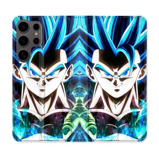 Housse Cuir Portefeuille Pour Samsung Galaxy S25 PLUS Manga Dragon Ball Gogeta Visage