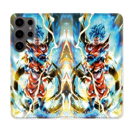 Housse Cuir Portefeuille Pour Samsung Galaxy S25 PLUS Manga Dragon Ball Sangoku Blanc