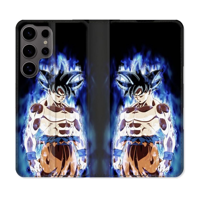 Housse Cuir Portefeuille Pour Samsung Galaxy S25 PLUS Manga Dragon Ball Sangoku Noir
