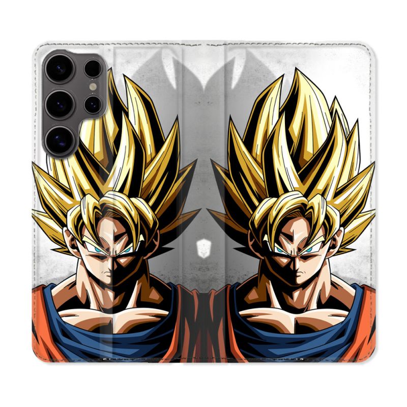 Housse Cuir Portefeuille Pour Samsung Galaxy S25 PLUS Manga Dragon Ball Sangoku Portrait