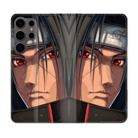 Housse Cuir Portefeuille Pour Samsung Galaxy S25 PLUS Manga Naruto Itachi Visage