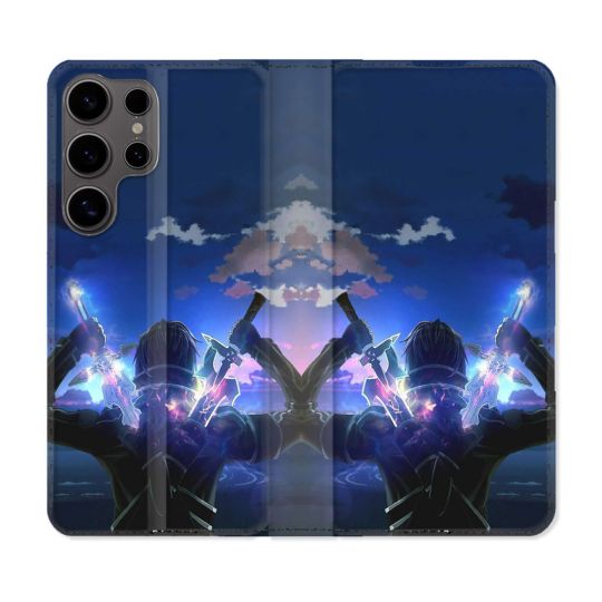 Housse Cuir Portefeuille Pour Samsung Galaxy S25 PLUS Manga SAO sword Art Online Epee